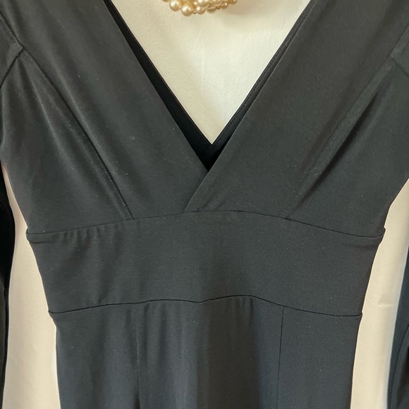 EUC Moda International S black deep v neck dress long sleeve dance date night - Picture 9 of 10